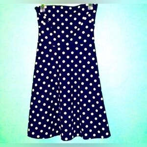 The Limited Strapless Polka Dot Fit & Flare Midi Dress-Small. Navy Blue & White